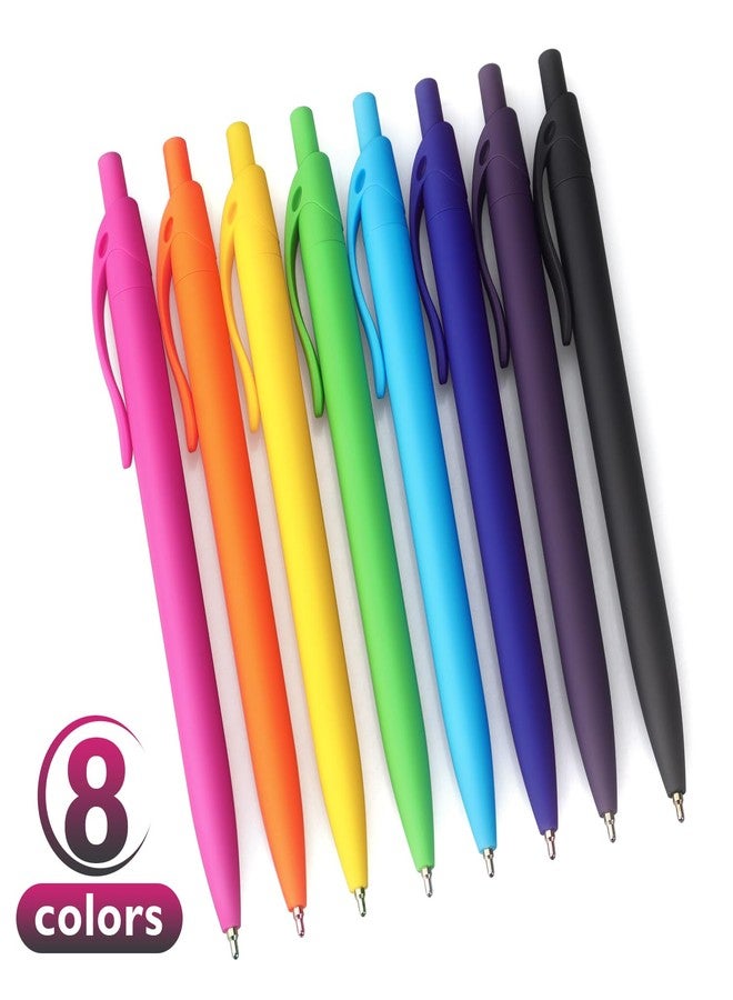 Bribobo Ballpoint Pen No Bleed Medium Point Retractable Ballpoint Pens, 1.0MM Black Ink, 8 Pack, Colorful - Image 2
