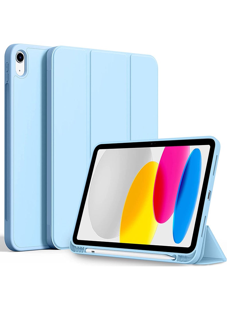 Theodor Slim Smart Case for iPad Air 11 Inch (M4 2026/ M3 2025/ M2 2024) Lightweight Slim Trifold Cover with Pencil Holder, Soft TPU Back, Auto Wake Sleep, Shockproof Protective Tablet Case - Sky Blue