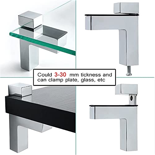 AWEN 4 Pcs Adjustable Wood/Glass Floating Shelf Brackets Wall Mount, Polished Chrome - Image 3