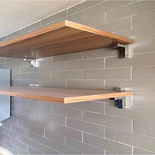 AWEN 4 Pcs Adjustable Wood/Glass Floating Shelf Brackets Wall Mount, Polished Chrome - Image 5