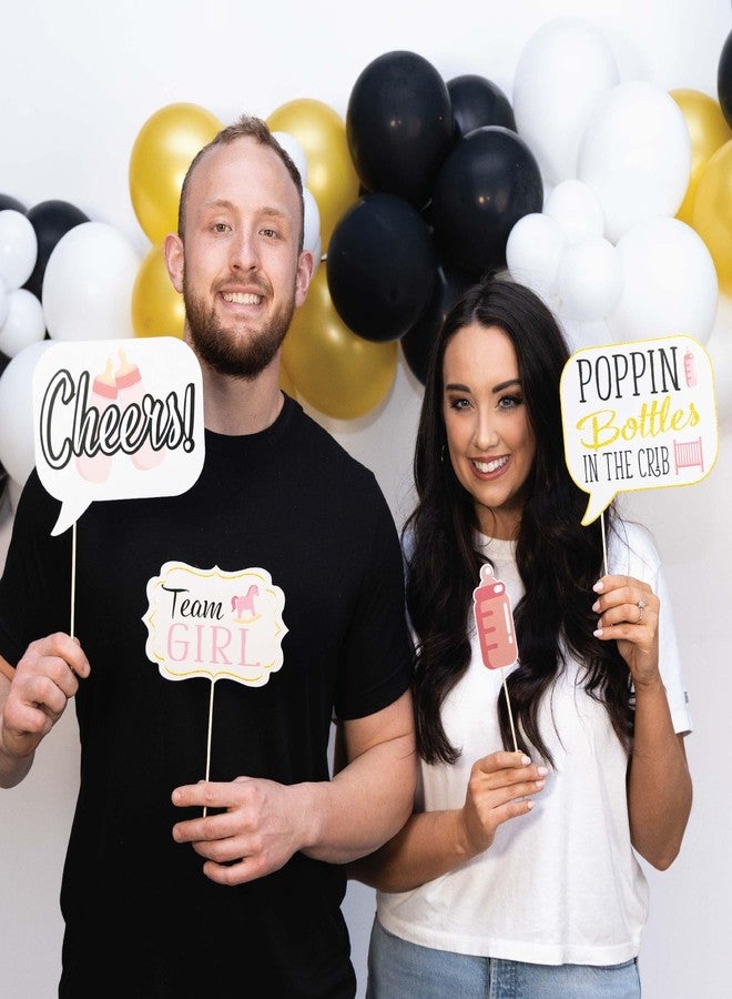 Outside The Booth Girl Baby Shower Photo Booth Props - 41-pc Photobooth Kit with 8 x 10-Inch Sign, 60 Adhesive Pads, 45 Sticks - Baby Photo Booth Props Girl - Photo Props for Baby Shower - Image 4