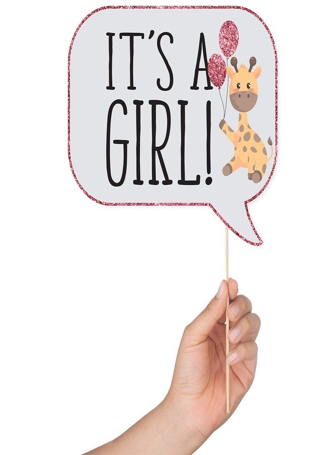 Outside The Booth Girl Baby Shower Photo Booth Props - 41-pc Photobooth Kit with 8 x 10-Inch Sign, 60 Adhesive Pads, 45 Sticks - Baby Photo Booth Props Girl - Photo Props for Baby Shower - Image 3