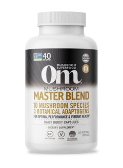 Om Mushroom Superfood Master Blend Mushroom Capsules Supplement 160 Count 40 Servings 10 Mushroom Complex Lions Mane Chaga Cordyceps Reishi Extract Adaptogens For Vibrant Health Immune Support  - Image 2