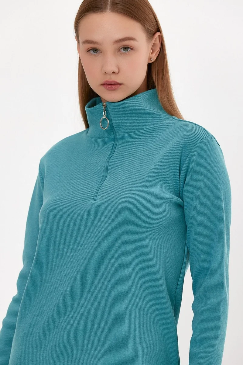 الكسندر جاردي Stand Collar Zippered Tunic Dress (B22-21501)