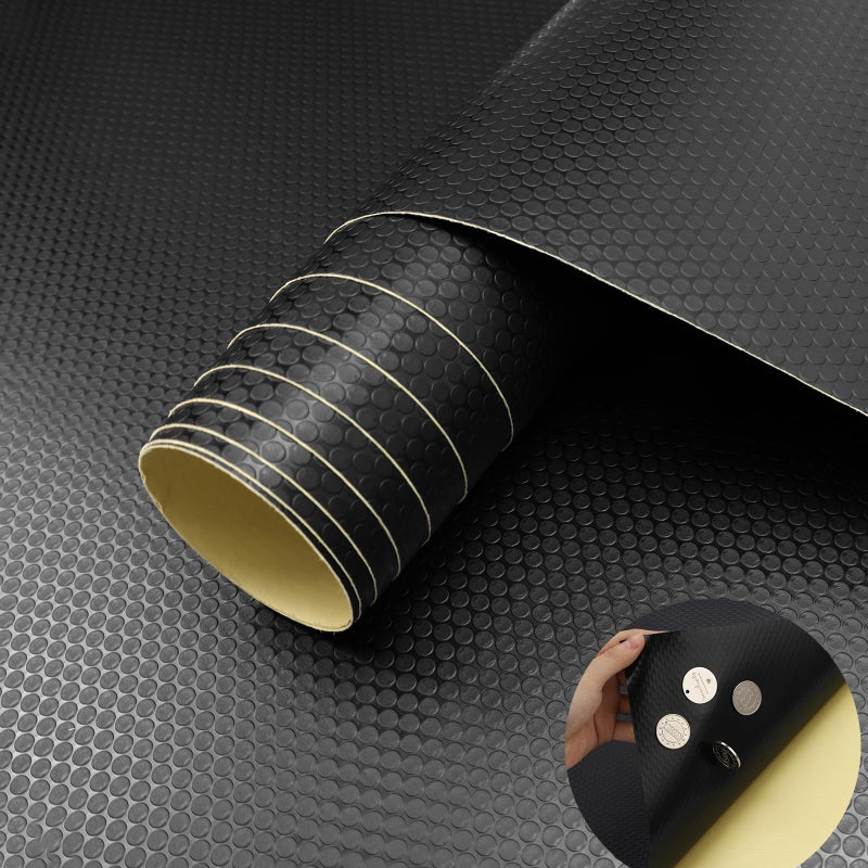 WochiTV Adhesive Shelf Liner 11.8 X 59 Inches Peel and Stick Kitchen Liner for Cabinets, Drawers Removable Protector Mat Waterproof Contact Covering for Dresser Pantry Countertops Shelves, Black - Image 1