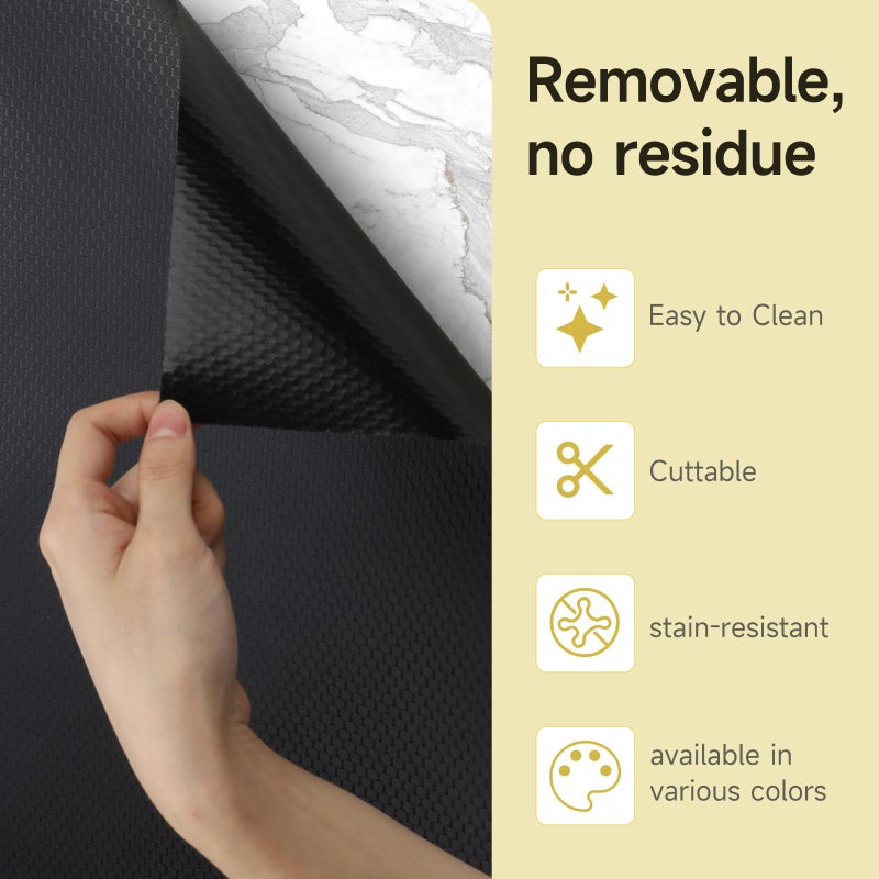 WochiTV Adhesive Shelf Liner 11.8 X 59 Inches Peel and Stick Kitchen Liner for Cabinets, Drawers Removable Protector Mat Waterproof Contact Covering for Dresser Pantry Countertops Shelves, Black - Image 5