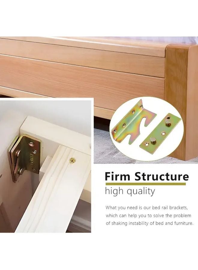 4Pcs Heavy Duty Metal Bed Rail Brackets Golden Colorful Easy Install No Electricity Required - Image 3
