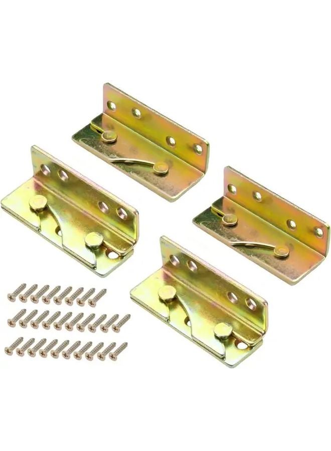 4Pcs Heavy Duty Metal Bed Rail Brackets Golden Colorful Easy Install No Electricity Required - Image 2