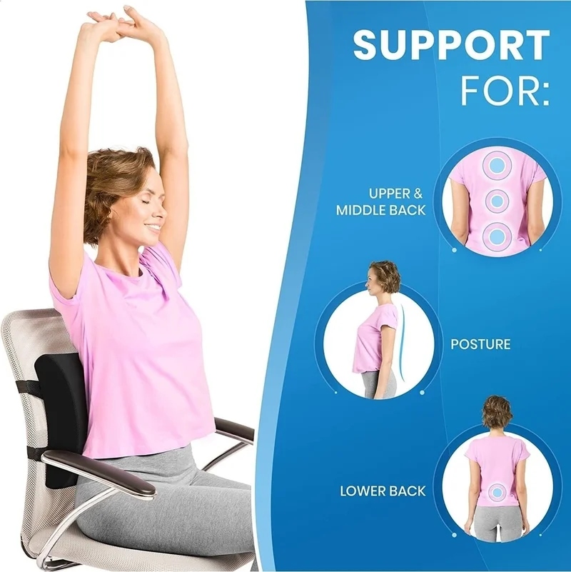 Sogex Medical Orthopedic Visko Auto Vehicle Seat Lumbar Support Pillow Work Chair Back Cushion Waist Cushion