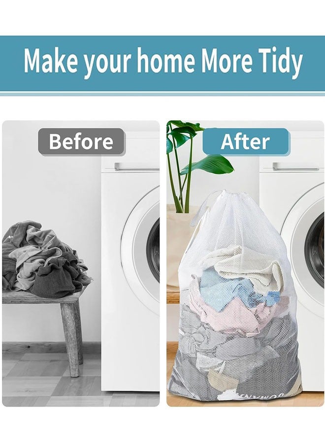 Large Mesh Laundry Bag, 2 Pack 23.6×35.4inch Heavy Duty Mesh Laundry Bags Laundry Drawstring Bag, Laundry Hamper Liner, Machine Washable for Travel,Storage, Sports Factories, Dorms  - Image 5