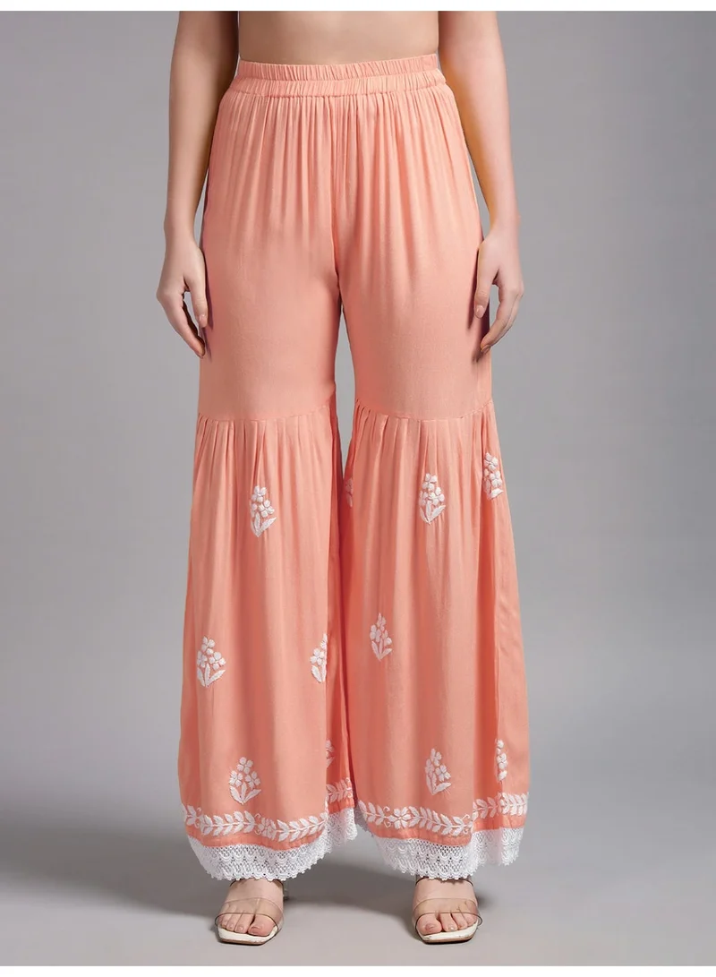 Alaya Peach Women Hand Embroidered Lucknowi Chikankari Rayon Kurta Set-AL4077KS for Women | Best Price UAE