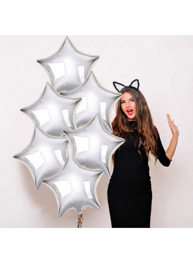 Silver Star Balloons for Party Decoration – Pack of 6, 18 Inch | Twinkle Little Star Silver Balloons for Birthday | Star Shaped Balloon for Baby Shower, Wedding, Magical Prom, Engagement, Anniversary - Image 2