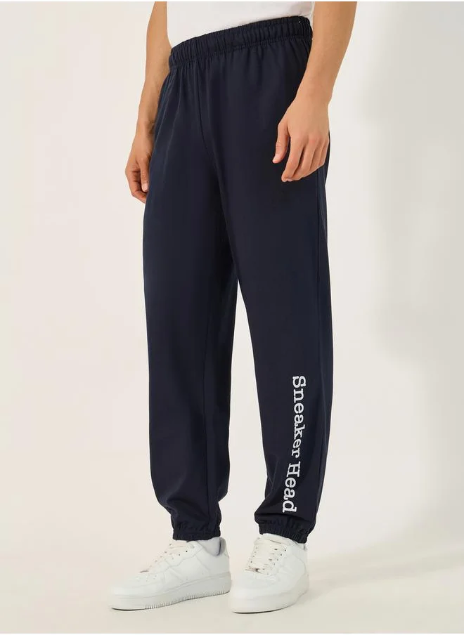 ستايلي Slogan Print Relaxed Fit Cotton Terry Joggers