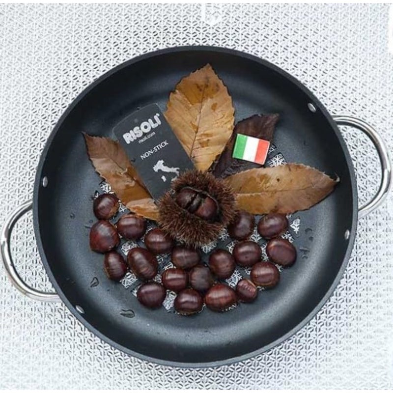 OP98RI/32TP0 Risoli Professional Nonstick Paella Casserole Pan 32 سم، 2.8 لتر، ألومنيوم مصبوب مع مقابض عازلة للحرارة، آمن للاستخدام في الفرن، صنع في إيطاليا - Image 4