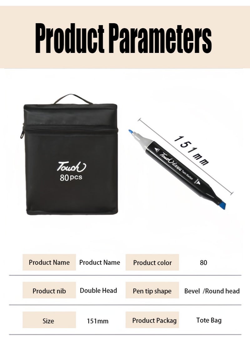 KUYING - 80 color marker pen set Oil-based double-headed watercolor pen - Image 1