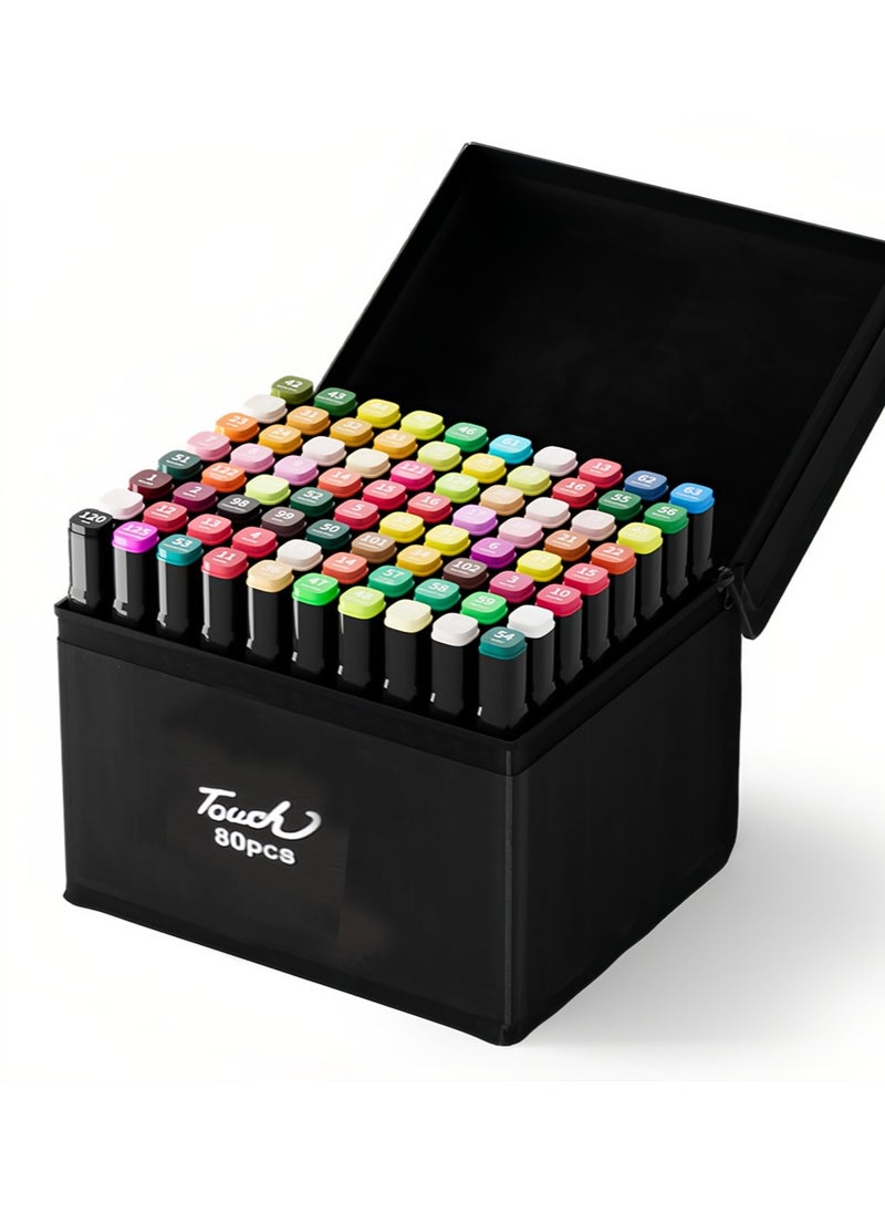 KUYING - 80 color marker pen set Oil-based double-headed watercolor pen - Image 1