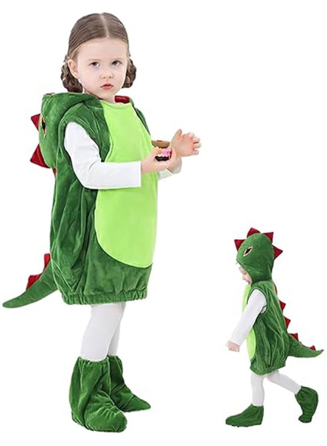 GoldenLike Dinosaur Costume for Boys Girls,Kids Halloween Dinosaur Costume Toddler Cute Animal Dinosaur Jumpsuit Costumes with Shoes Cover,Children's Cosplay Costume for Birthday Party,Fancy Party Dress Up(S) - Image 1