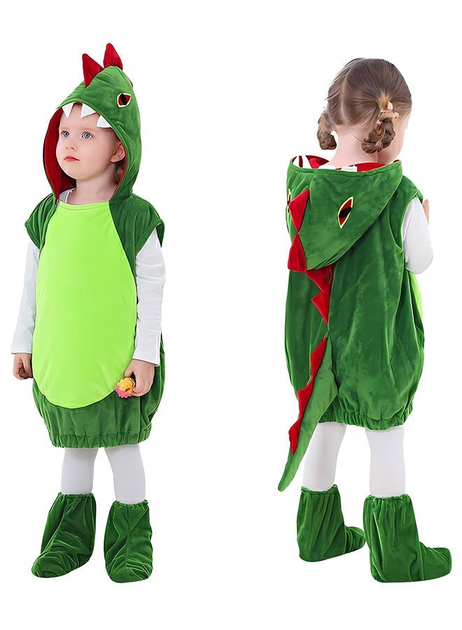 GoldenLike Dinosaur Costume for Boys Girls,Kids Halloween Dinosaur Costume Toddler Cute Animal Dinosaur Jumpsuit Costumes with Shoes Cover,Children's Cosplay Costume for Birthday Party,Fancy Party Dress Up(S) - Image 2