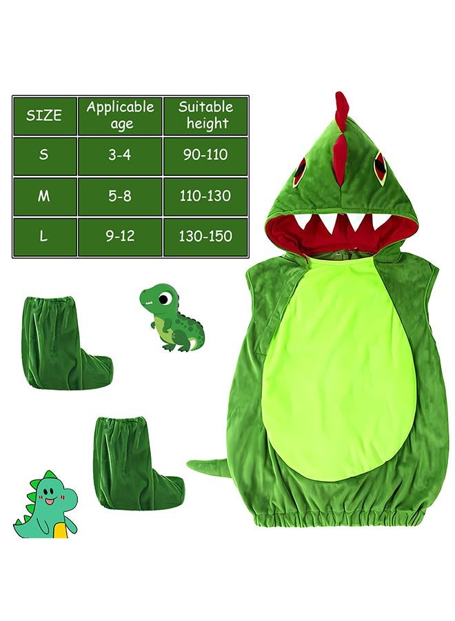 GoldenLike Dinosaur Costume for Boys Girls,Kids Halloween Dinosaur Costume Toddler Cute Animal Dinosaur Jumpsuit Costumes with Shoes Cover,Children's Cosplay Costume for Birthday Party,Fancy Party Dress Up(S) - Image 3