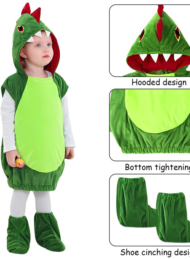 GoldenLike Dinosaur Costume for Boys Girls,Kids Halloween Dinosaur Costume Toddler Cute Animal Dinosaur Jumpsuit Costumes with Shoes Cover,Children's Cosplay Costume for Birthday Party,Fancy Party Dress Up(S) - Image 4