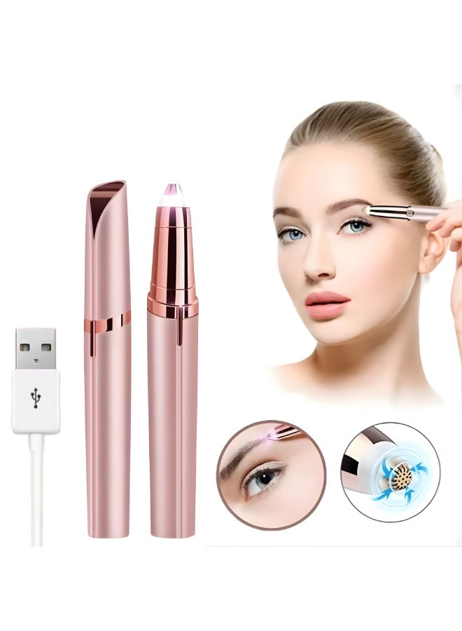 Electric Rechargeable Facial Women Hair Remover Eyebrow Trimmer Painless Precision Rechargeable Lipstick Style Trimmer with LED Light for Eyebrows Lips Nose Chin and Facial Hair Dermaplaning Tool Painless Precision Portable Razor for Face Portable USB Rechargeable Gentle Hair Removal Device for All Skin Types Hair Trimmer Travel Friendly Gift for Women - Image 1
