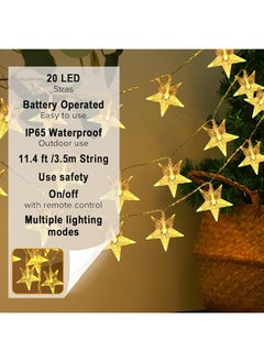 Necomi Star String Lights 9.8Ft 20Led Battery Powered String Lights 8 Modes Decoration For Ramadan Diwali Holiday Home Wedding Party New Year Decoration Remote Control Warm White  - Image 3