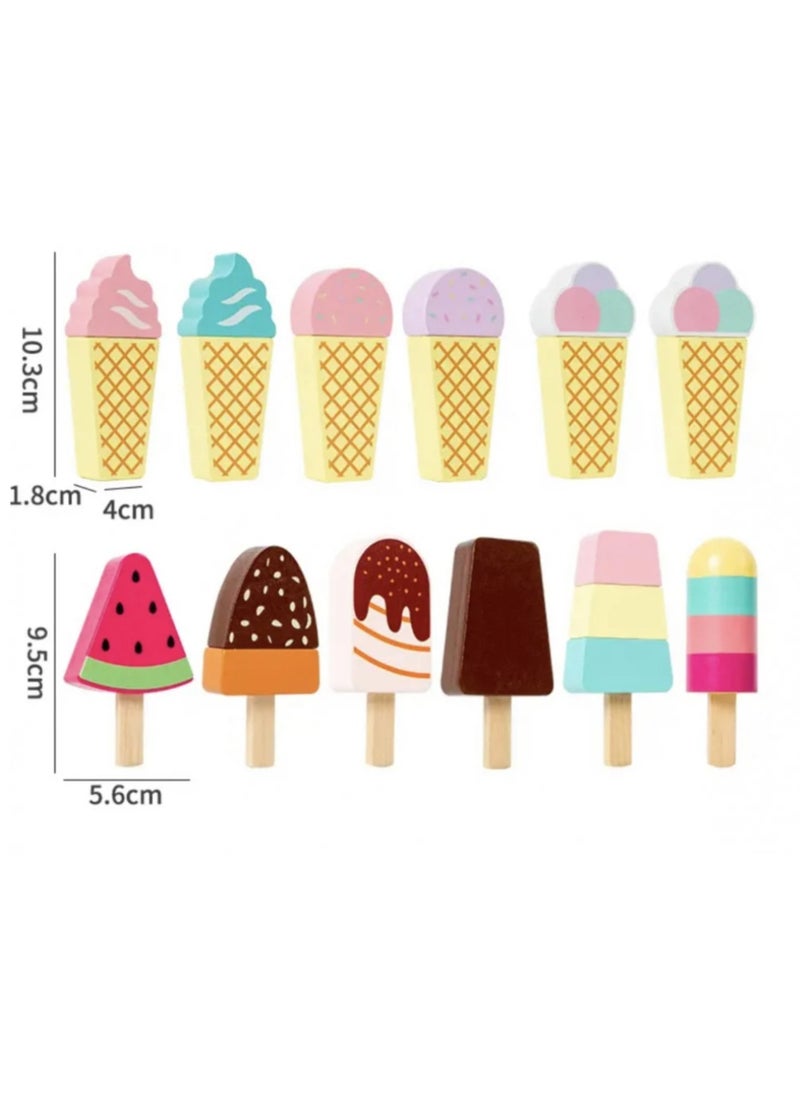 Wooden Ice Cream Cart for Kids, a unique and fun toy for kids, simulates the real ice cream selling experience and helps enhance imagination and creativity through imaginative play