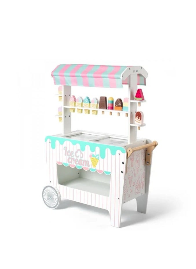 Wooden Ice Cream Cart for Kids, a unique and fun toy for kids, simulates the real ice cream selling experience and helps enhance imagination and creativity through imaginative play