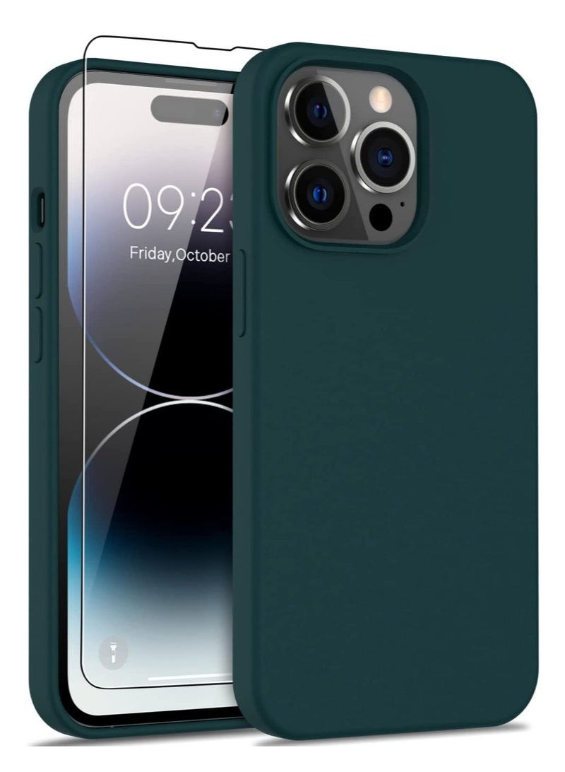 ELTRAZONE iPhone 14 Pro Max Case with Screen Protector Soft Flexible Silicone Gel Rubber Bumper Cover Slim Fit Shockproof Protective Phone Case for iPhone 14 Pro Max 6.7" Pine Green - Image 1