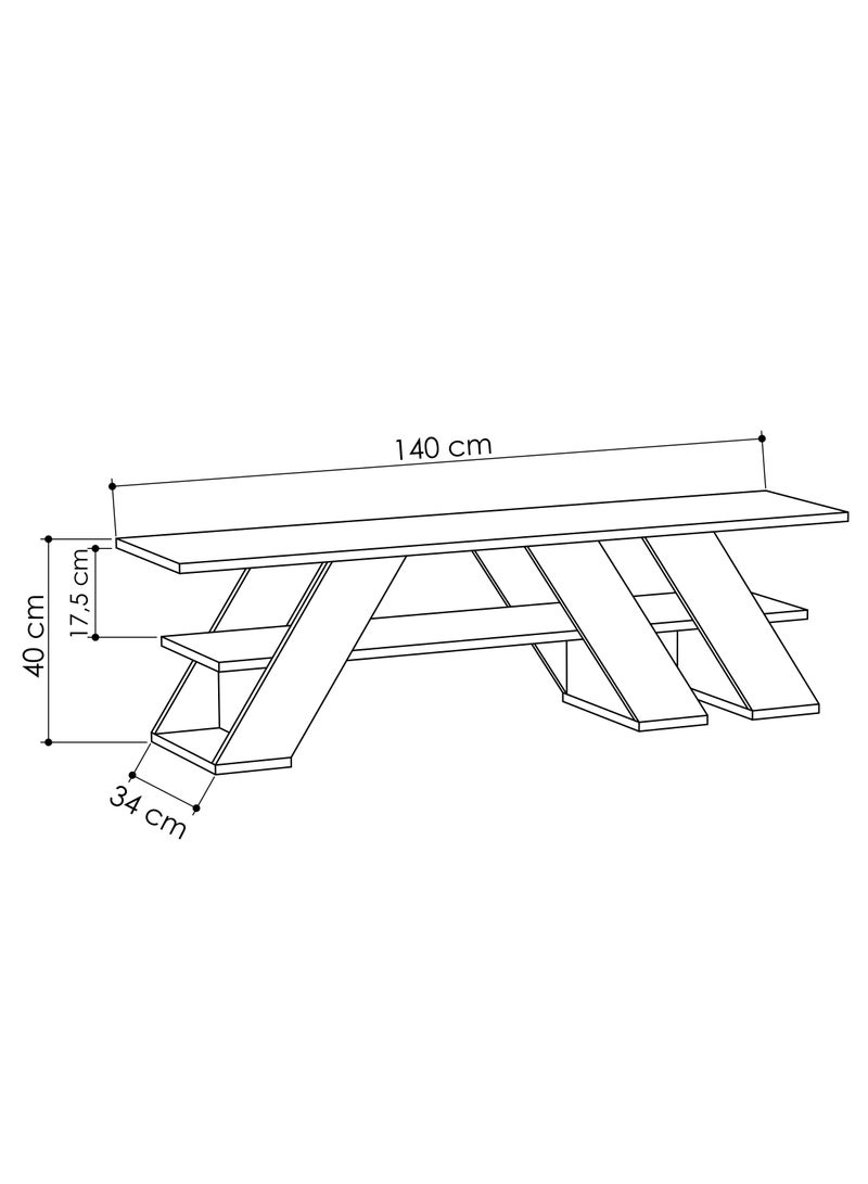 موراه حامل تلفزيون عصري من موراه هوم فيلا، مناسب لأجهزة التلفزيون حتى ٥٥ بوصة | وحدات تلفزيون عصرية لغرفة المعيشة | خزانة تخزين خشبية برفوف من طبقتين | ١٤٠×٣٤×٤٠ سم | خشب بلوط - Image 4