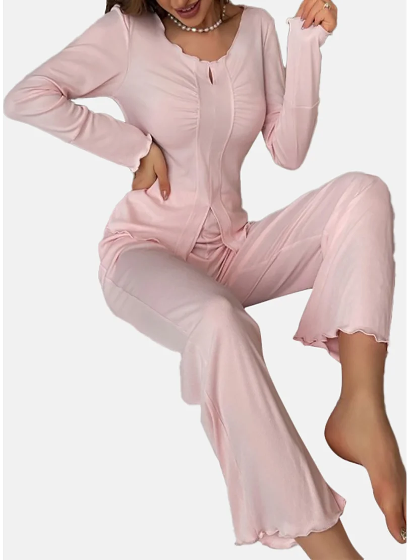 YUNIQEE Pink Solid Pyjamas & Top