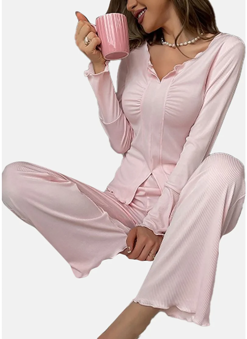 YUNIQEE Pink Solid Pyjamas & Top