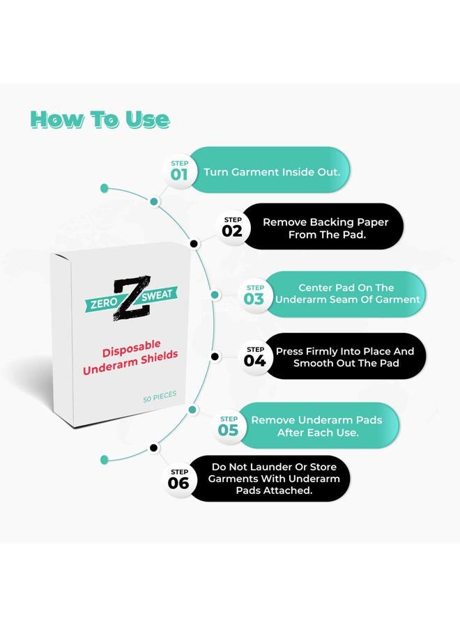 zerosweat وسادات عرق الإبط | تمنع العرق مع وسادات امتصاص طبيعية قابلة للتخلص منها (50 وسادة) - Image 3