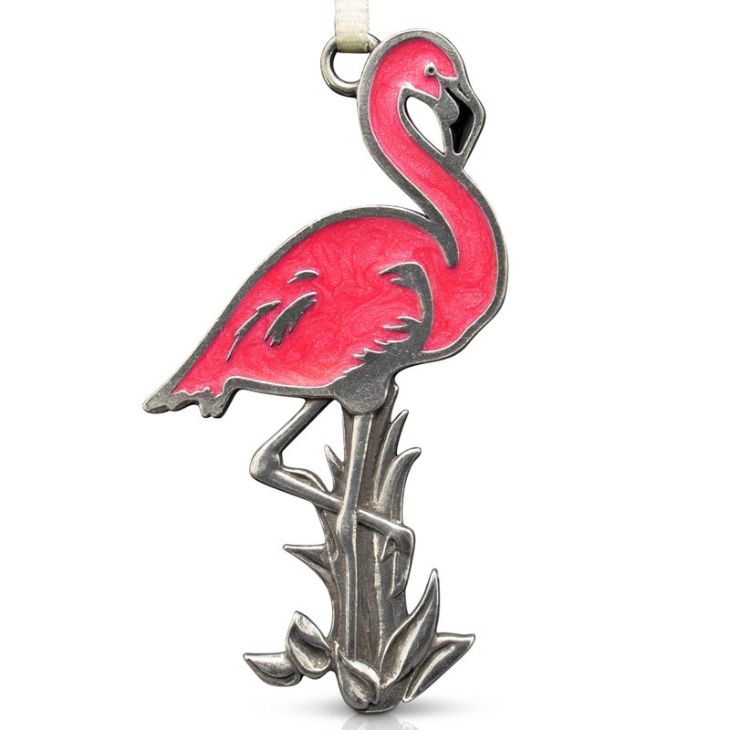 Danforth Pink Flamingo Christmas Ornament  Handcrafted Pewter Flamingo Ornaments for Christmas Tree  Made in USA