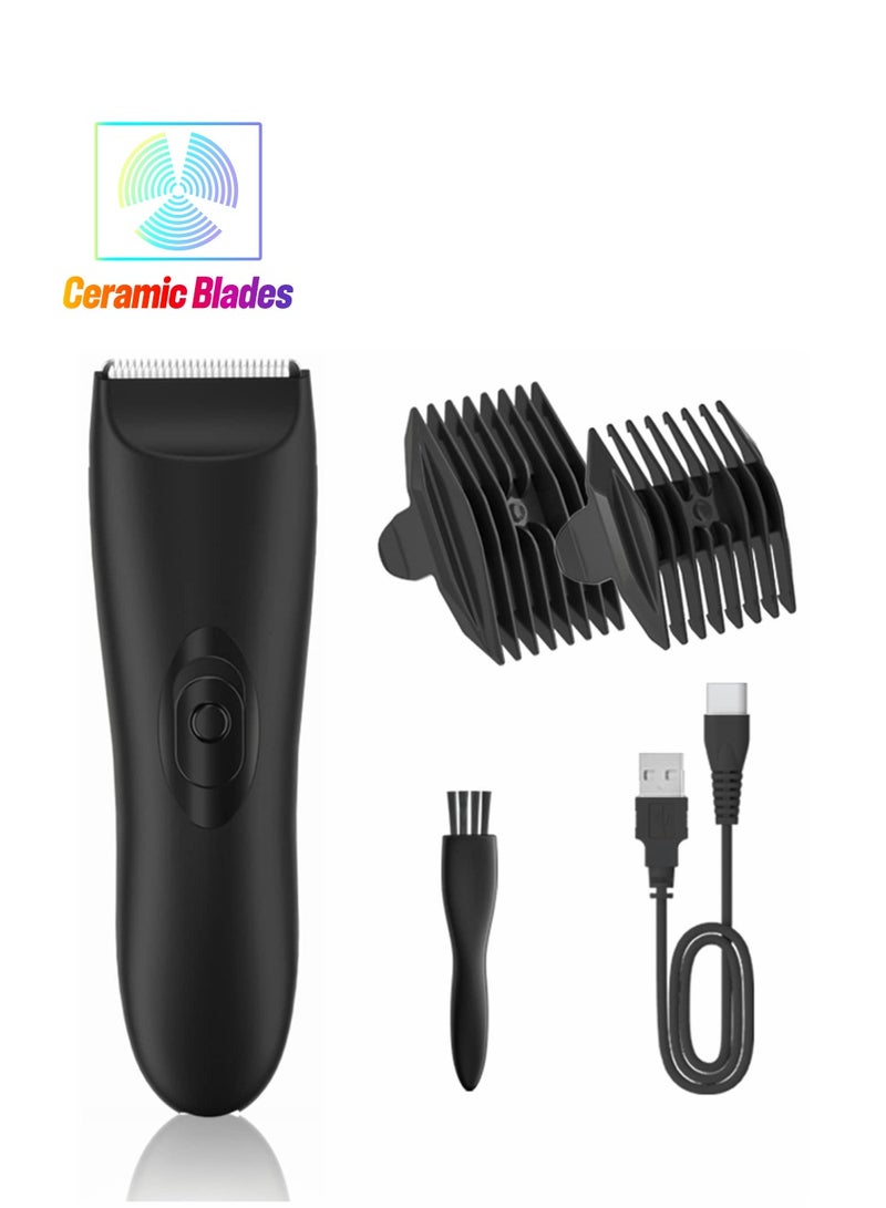Electric Hair Clippers for Men, Cordless Groin Body Trimmer Ball Shaver, Replaceable Ceramic Blade, IPX7 Waterproof Pubic Kit Low Noise Razor with Universal USB Charging - Image 1