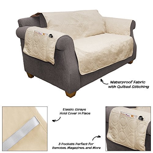 PETMAKER Furniture cover, 100% Waterproof Protector Cover for Love Seat by PETMAKER, Non-Slip, Stain Resistant, Great for Dogs, Pets, and Kids Tan - Image 2