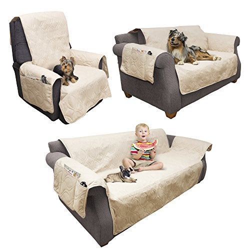 PETMAKER Furniture cover, 100% Waterproof Protector Cover for Love Seat by PETMAKER, Non-Slip, Stain Resistant, Great for Dogs, Pets, and Kids Tan - Image 5