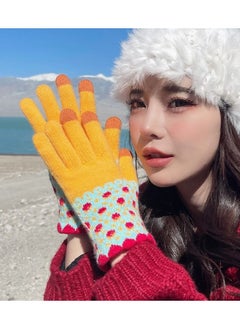 Women's Warm Winter Plush Thick Windproof Cartoon Cute Student Wool Gloves