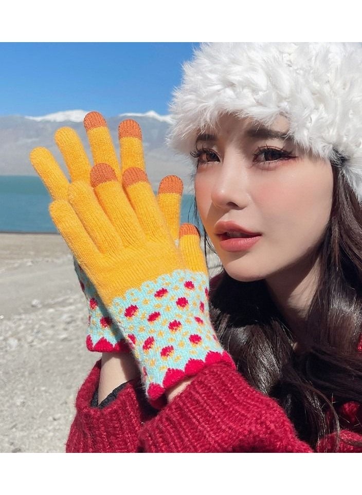 Golovejoy - Women's Warm Winter Plush Thick Windproof Cartoon Cute Student Wool Gloves - Image 1