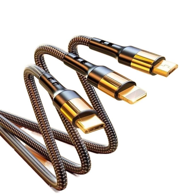 كابل شحن متعدد الرؤوس بقدرة 81W وبموصل USB-C وبطول 2 m لـ شحن الهاتف والتابلت ونقل البيانات واستخدام المحولات والإعداد المكتبي والحمل أثناء السفر - Image 1