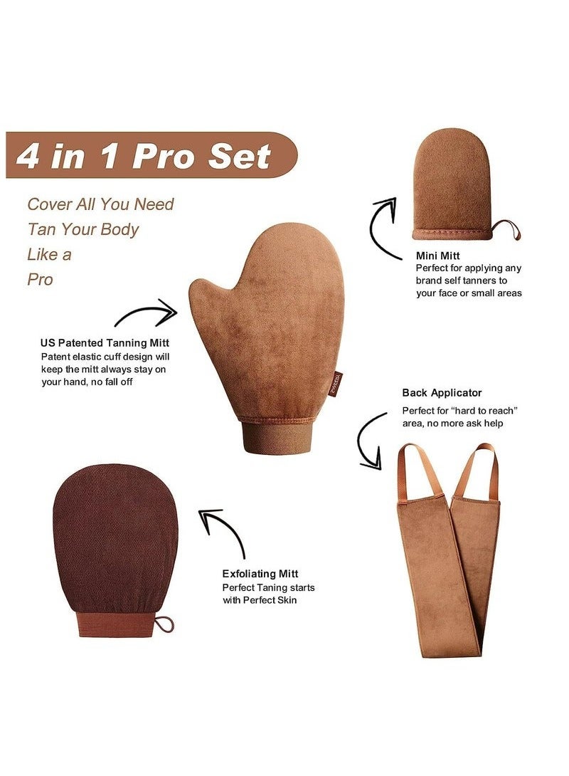 Self Tanner Mitt Applicator - 4 Pack Self Tanning Mitt with Self Tanning Glove for Self Tan Mitt, Back Applicator, Mini Self Tan Glove, Exfoliating Mitt, Tanning Mitts Self Tanner Glove - Image 4