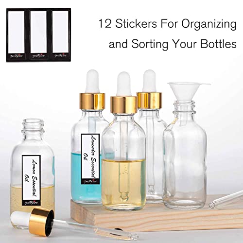 PrettyCare 4 Pack 1oz Dropper Bottles for Essential Oils, 30 ml Clear Glass Essential Oils Bottles with Labels, Funnels- Empty Leak Proof Tincture Bottles for Personal Care & Beauty - Image 4