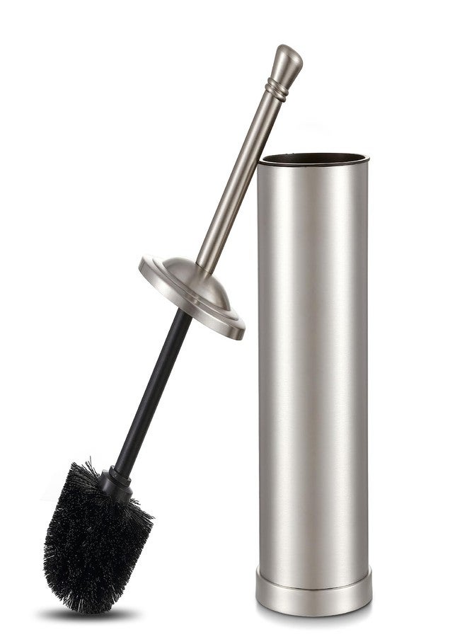 Hioflyme Toilet Brush and Holder,Toilet Bowl Brush with Long Handle for Bathroom,Toilet Cleaner Brush-Space,Saving,Covered Brush,Durable, Deep,Cleaning,Splash Resistant (Stain Nickel) - Image 1