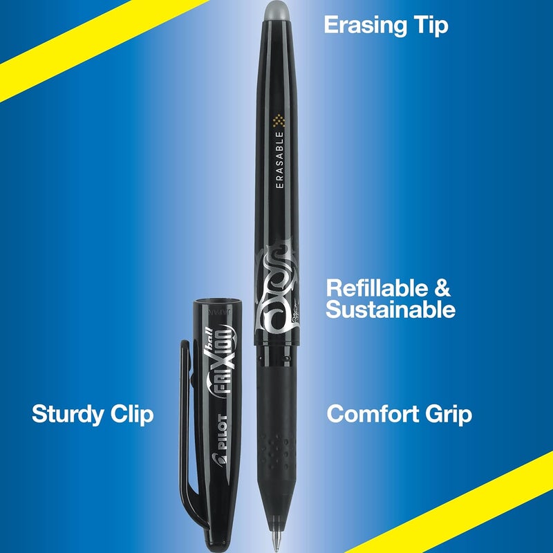 Pilot Frixion Ball 0.7mm Erasable Gel Pens, Fine Point, Black Ink, Pack of 6 - Image 3