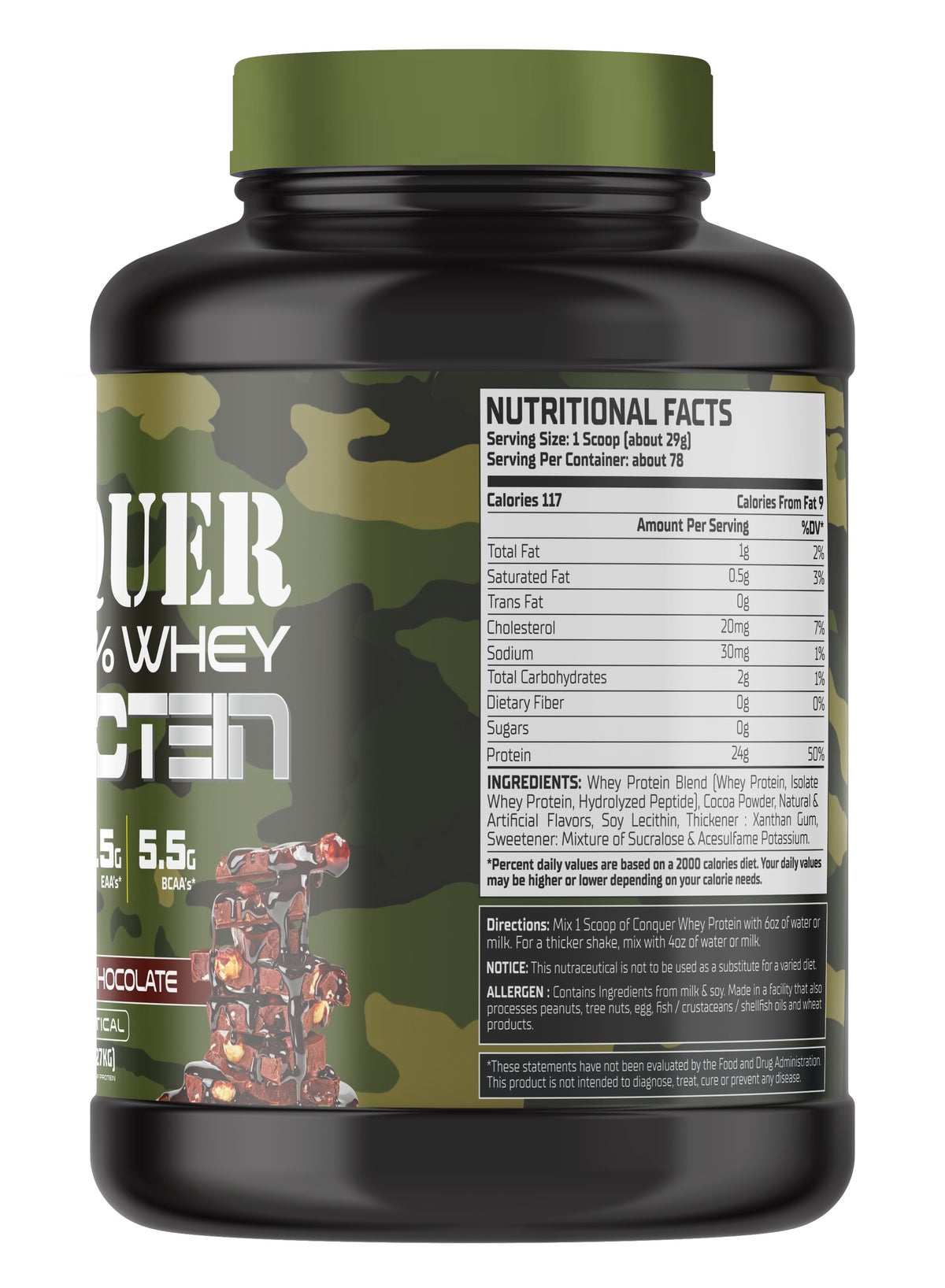 Warzone Conquer 100% Whey Protein Molten Chocolate Powder 5lbs