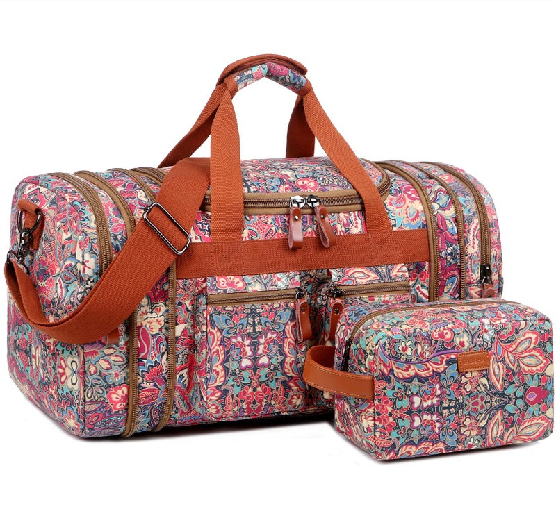 BAOSHA Multicolor Travel Duffel Weekender Bag for Women Carry on Overnight Bag With Toiletry bag HB-21 (HS) - Image 1