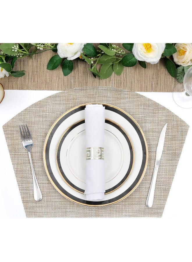 SHACOS SHACOS Large Size Wedge Shape Placemats with Centerpiece Round Mat Set of 5 Round Table Place Mats Washable Dining  - Image 5