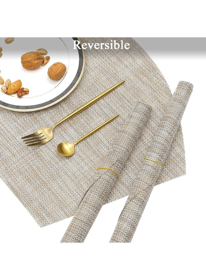 SHACOS SHACOS Large Size Wedge Shape Placemats with Centerpiece Round Mat Set of 5 Round Table Place Mats Washable Dining  - Image 4