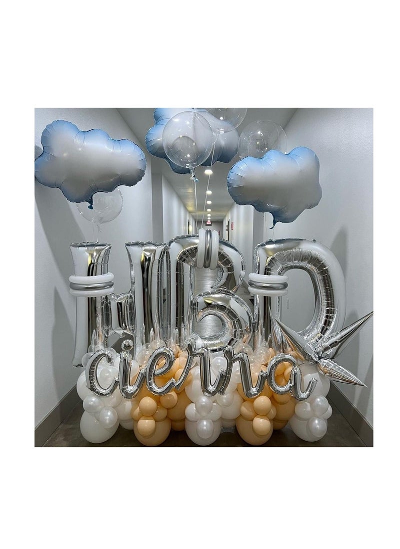 Party with Emma Silver Letter A to Z Balloons 32 inch Large Alphabet Balloons Silver Helium Foil Letter Balloon Banner for Birthday Party Anniversary Wedding Decoration (Silver-B)  - Image 4