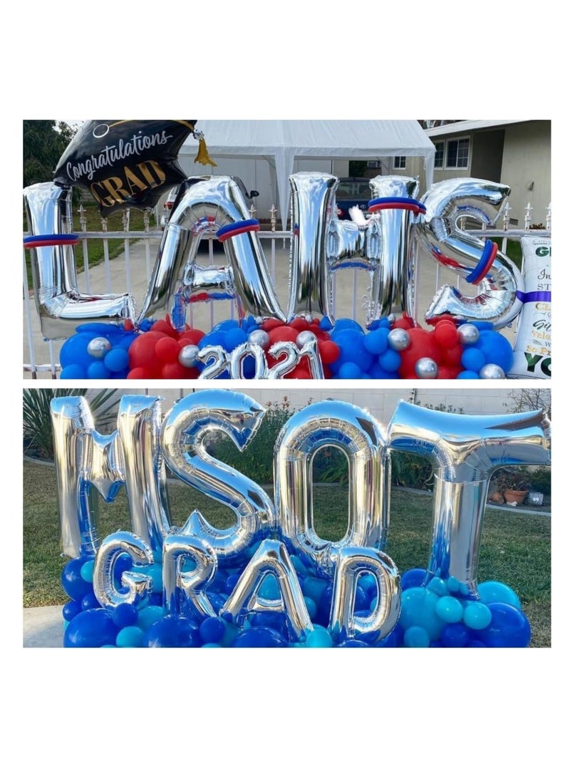 Party with Emma Silver Letter A to Z Balloons 32 inch Large Alphabet Balloons Silver Helium Foil Letter Balloon Banner for Birthday Party Anniversary Wedding Decoration (Silver-B)  - Image 5